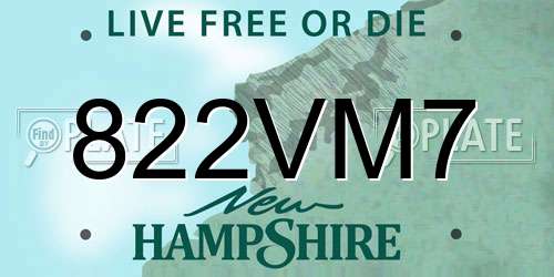 822VM7 New Hampshire License Plate