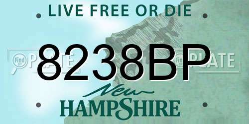 8238BP New Hampshire License Plate
