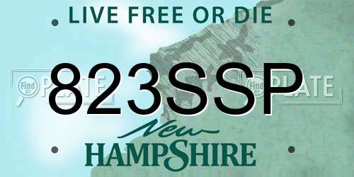 823SSP New Hampshire License Plate