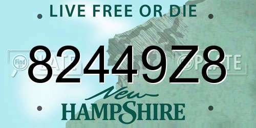 82449Z8 New Hampshire License Plate