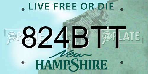824BTT New Hampshire License Plate
