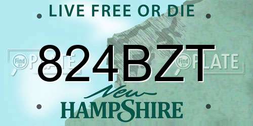 824BZT New Hampshire License Plate