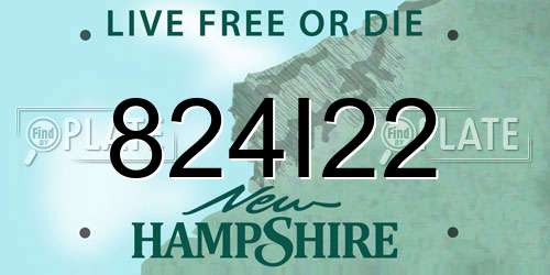 824I22 New Hampshire License Plate