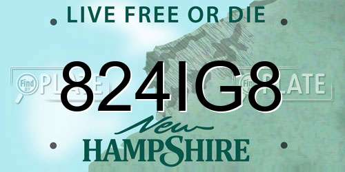 824IG8 New Hampshire License Plate