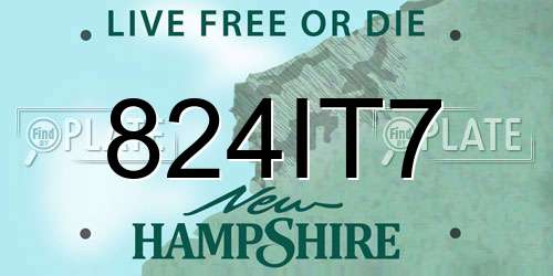 824IT7 New Hampshire License Plate