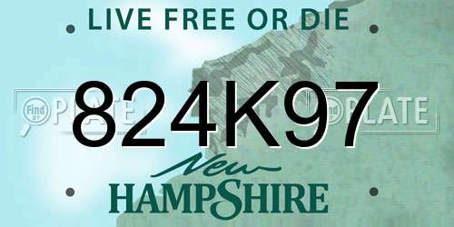 824K97 New Hampshire License Plate