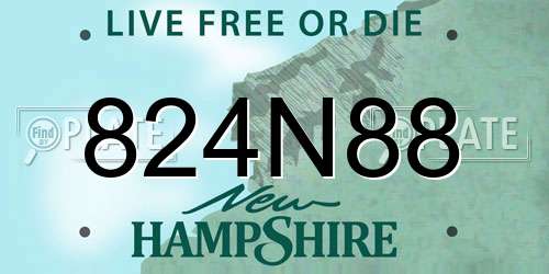824N88 New Hampshire License Plate