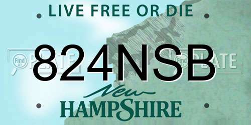 824NSB New Hampshire License Plate