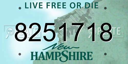 8251718 New Hampshire License Plate