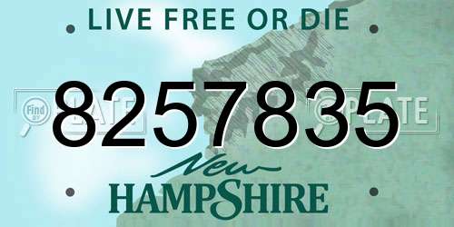 8257835 New Hampshire License Plate