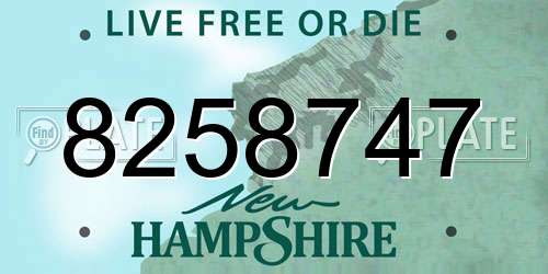8258747 New Hampshire License Plate