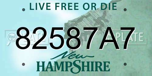 82587A7 New Hampshire License Plate