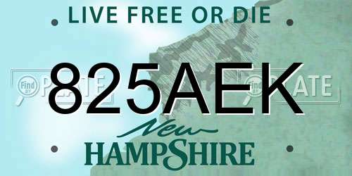 825AEK New Hampshire License Plate