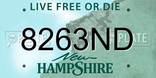 8263ND New Hampshire License Plate