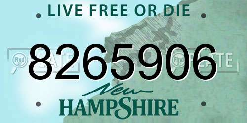 8265906 New Hampshire License Plate