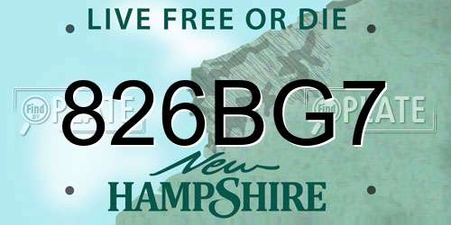 826BG7 New Hampshire License Plate