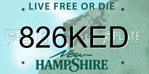 826KED New Hampshire License Plate