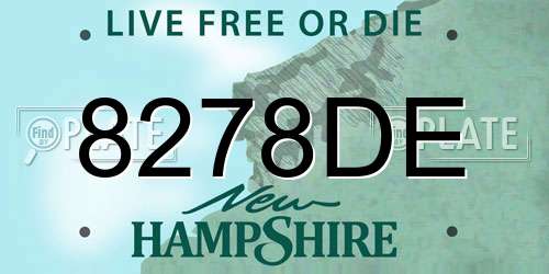 8278DE New Hampshire License Plate