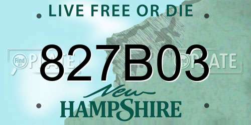 827B03 New Hampshire License Plate