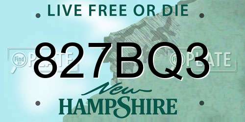 827BQ3 New Hampshire License Plate