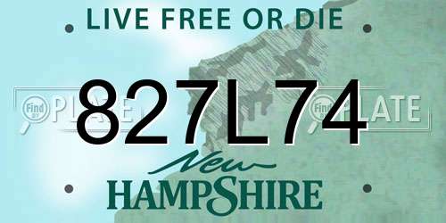 827L74 New Hampshire License Plate