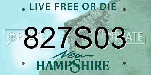 827S03 New Hampshire License Plate