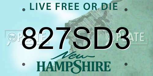 827SD3 New Hampshire License Plate