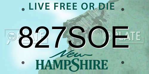 827SOE New Hampshire License Plate
