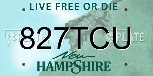 827TCU New Hampshire License Plate