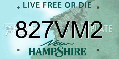 827VM2 New Hampshire License Plate