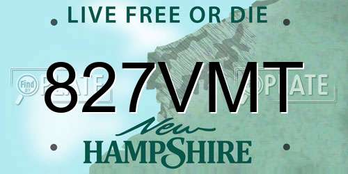 827VMT New Hampshire License Plate