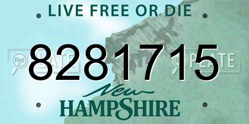 8281715 New Hampshire License Plate