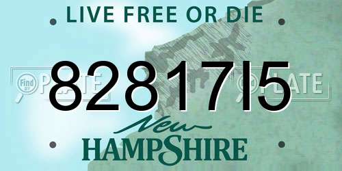 82817I5 New Hampshire License Plate