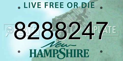 8288247 New Hampshire License Plate