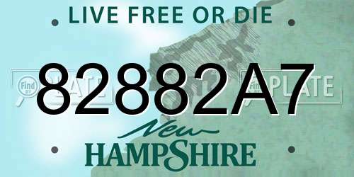 82882A7 New Hampshire License Plate