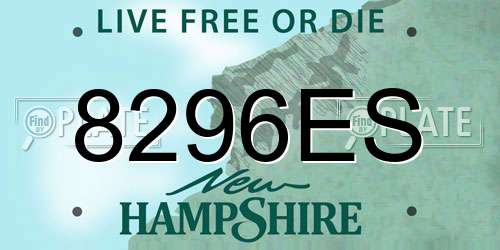 8296ES New Hampshire License Plate