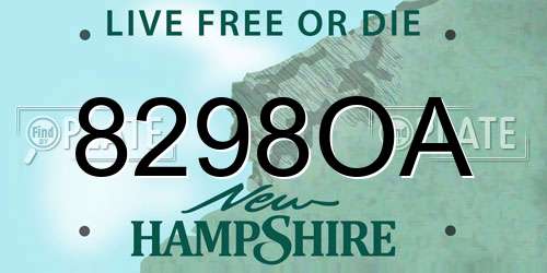 8298OA New Hampshire License Plate