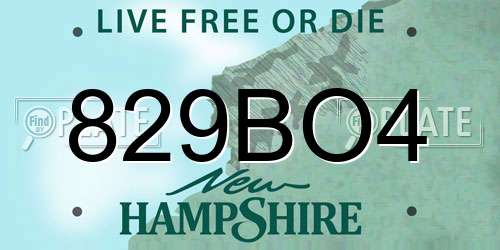 829BO4 New Hampshire License Plate