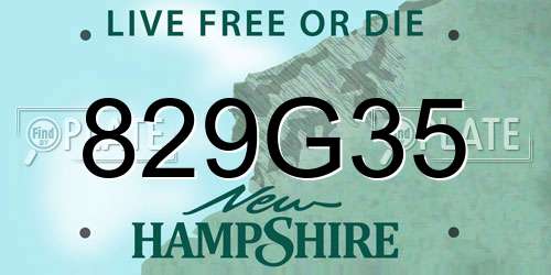 829G35 New Hampshire License Plate