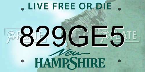 829GE5 New Hampshire License Plate