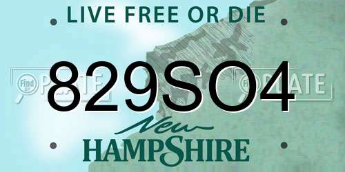 829SO4 New Hampshire License Plate