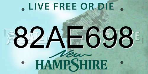 82AE698 New Hampshire License Plate