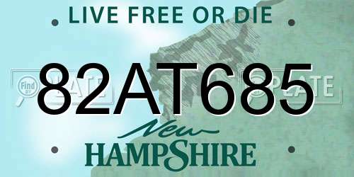 82AT685 New Hampshire License Plate