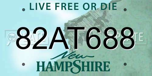 82AT688 New Hampshire License Plate