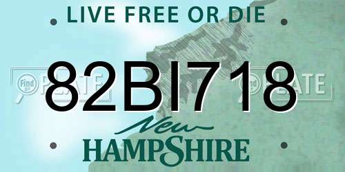 82BI718 New Hampshire License Plate