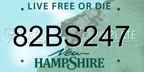 82BS247 New Hampshire License Plate