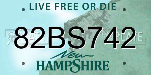82BS742 New Hampshire License Plate