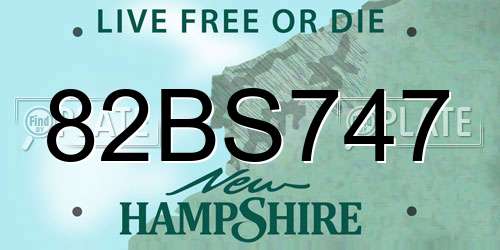 82BS747 New Hampshire License Plate