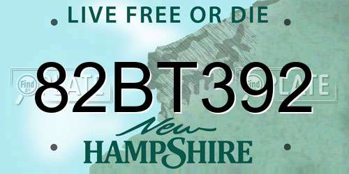 82BT392 New Hampshire License Plate