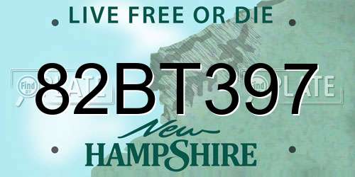 82BT397 New Hampshire License Plate